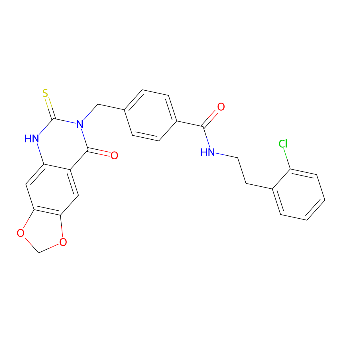 N-[2-(2-chlorophenyl)ethyl]-4-[(8-oxo-6-sulfanylidene-5H-[1,3]dioxolo[4,5-g]quinazolin-7-yl)methyl]benzamide molecular structure, CAS 688055-78-9