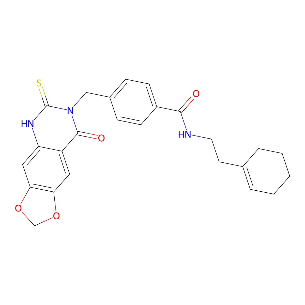 N-[2-(cyclohexen-1-yl)ethyl]-4-[(8-oxo-6-sulfanylidene-5H-[1,3]dioxolo[4,5-g]quinazolin-7-yl)methyl]benzamide molecular structure, CAS 688055-83-6