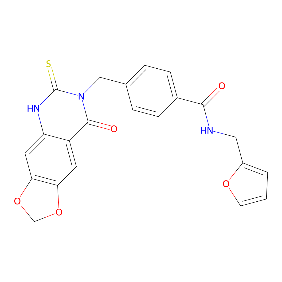 N-(furan-2-ylmethyl)-4-[(8-oxo-6-sulfanylidene-5H-[1,3]dioxolo[4,5-g]quinazolin-7-yl)methyl]benzamide molecular structure, CAS 688055-87-0