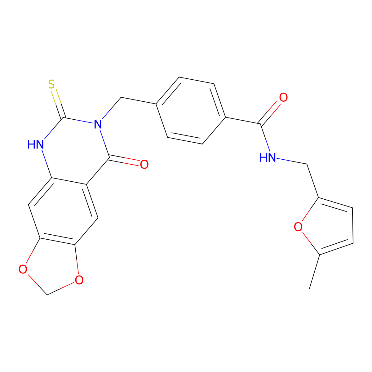 N-[(5-methylfuran-2-yl)methyl]-4-[(8-oxo-6-sulfanylidene-5H-[1,3]dioxolo[4,5-g]quinazolin-7-yl)methyl]benzamide molecular structure, CAS 688055-88-1