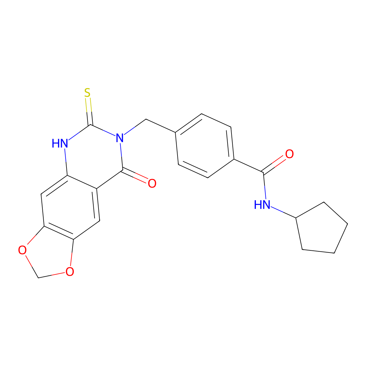 N-cyclopentyl-4-[(8-oxo-6-sulfanylidene-5H-[1,3]dioxolo[4,5-g]quinazolin-7-yl)methyl]benzamide molecular structure, CAS 688055-90-5
