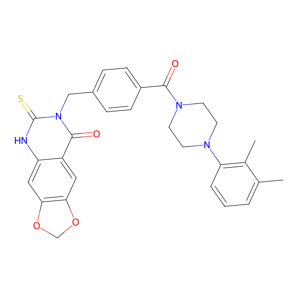 7-(4-(4-(2,3-dimethylphenyl)piperazine-1-carbonyl)benzyl)-6-thioxo-6,7-dihydro-[1,3]dioxolo[4,5-g]quinazolin-8(5H)-one molecular structure, CAS 688055-96-1