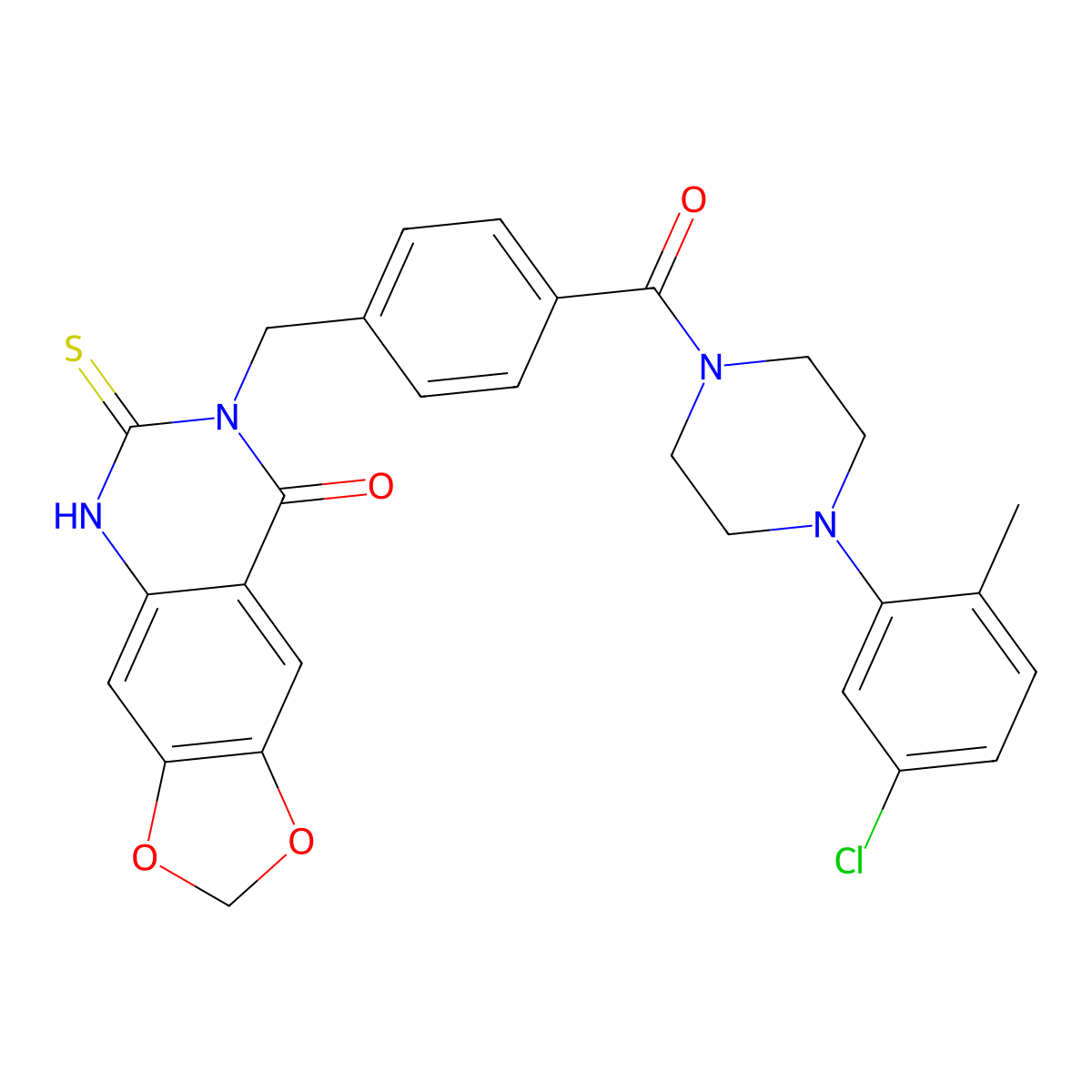 7-(4-{[4-(5-chloro-2-methylphenyl)piperazin-1-yl]carbonyl}benzyl)-6-thioxo-6,7-dihydro[1,3]dioxolo[4,5-g]quinazolin-8(5H)-one molecular structure, CAS 688055-98-3