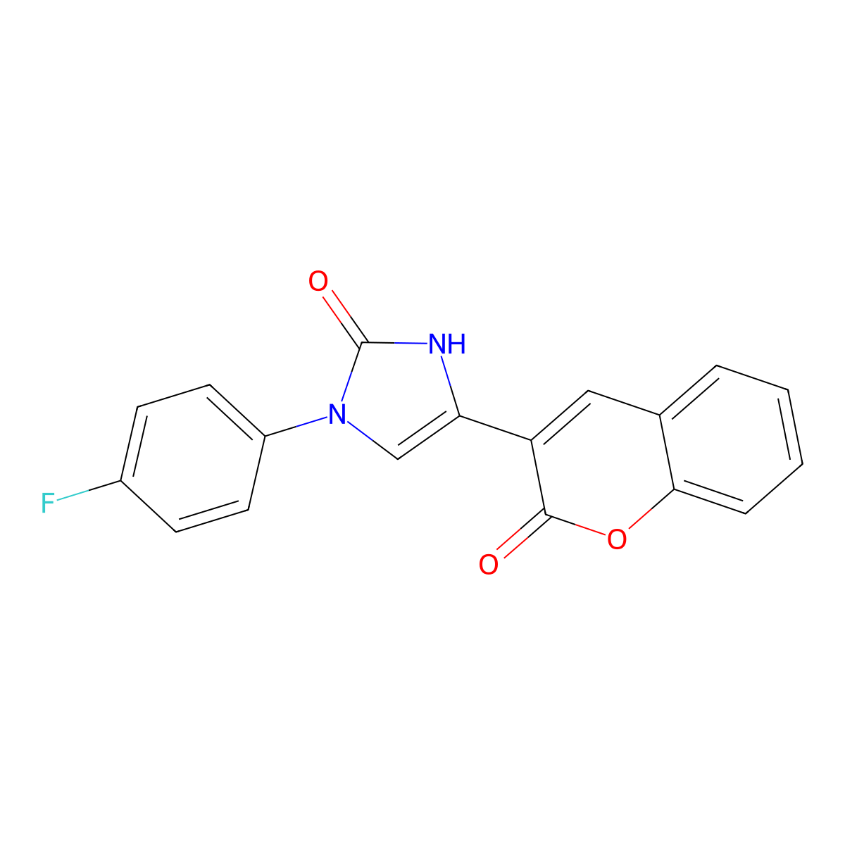 3-(4-fluorophenyl)-5-(2-oxochromen-3-yl)-1H-imidazol-2-one molecular structure, CAS 688058-13-1