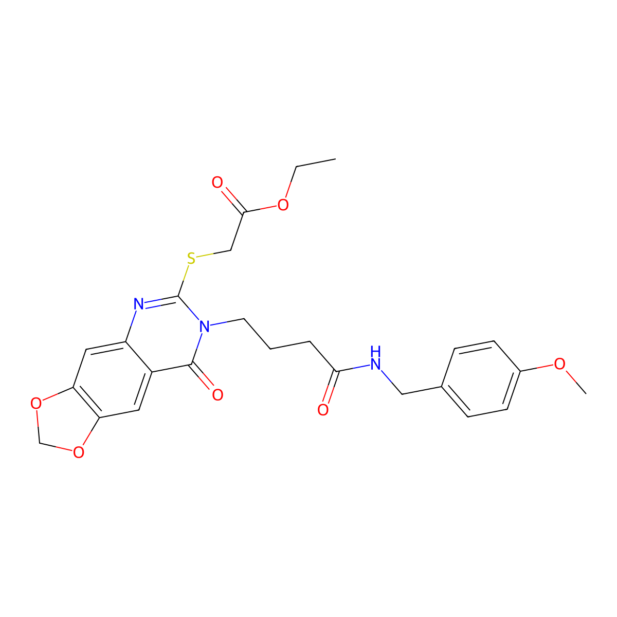 ethyl 2-{[7-(3-{[(4-methoxyphenyl)methyl]carbamoyl}propyl)-8-oxo-2H,7H,8H-[1,3]dioxolo[4,5-g]quinazolin-6-yl]sulfanyl}acetate molecular structure, CAS 688059-85-0