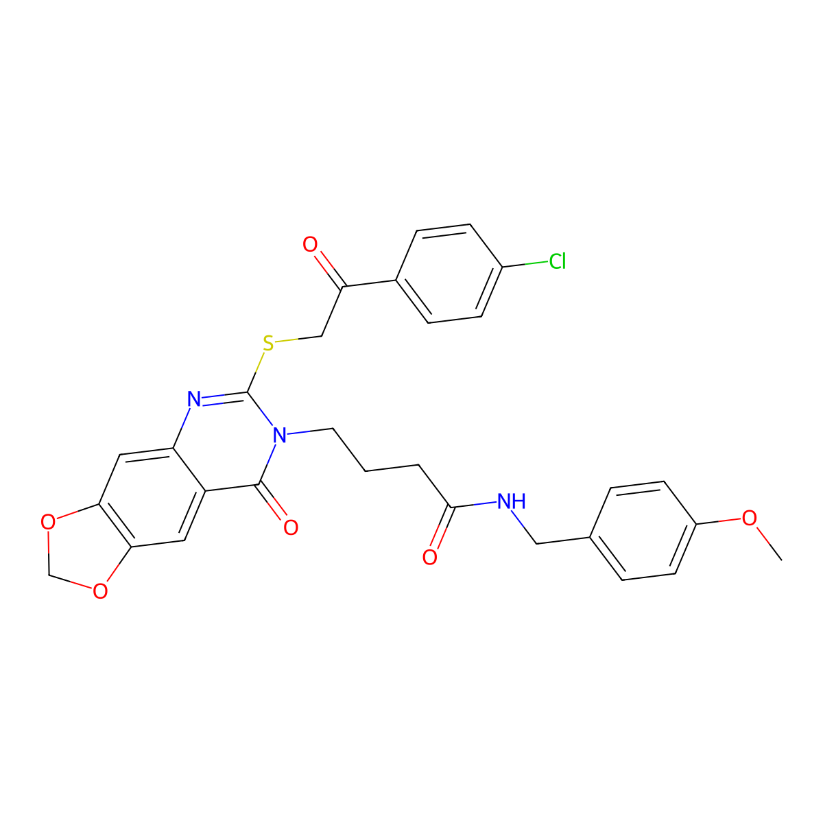 4-[6-[2-(4-chlorophenyl)-2-oxoethyl]sulfanyl-8-oxo-[1,3]dioxolo[4,5-g]quinazolin-7-yl]-N-[(4-methoxyphenyl)methyl]butanamide molecular structure, CAS 688059-88-3