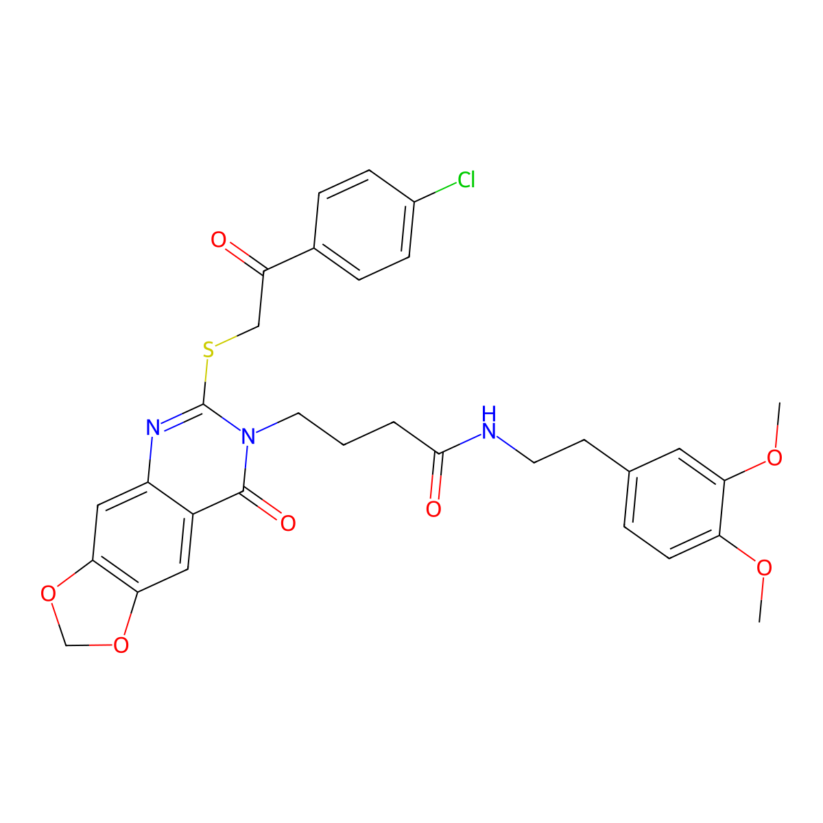 4-(6-((2-(4-chlorophenyl)-2-oxoethyl)thio)-8-oxo-[1,3]dioxolo[4,5-g]quinazolin-7(8H)-yl)-N-(3,4-dimethoxyphenethyl)butanamide molecular structure, CAS 688060-41-5