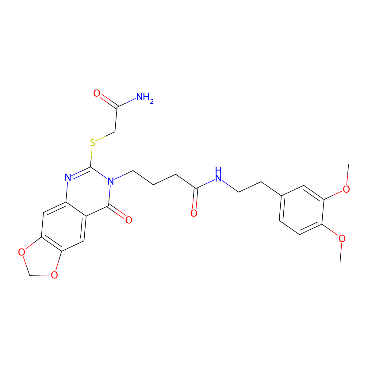 4-{6-[(carbamoylmethyl)sulfanyl]-8-oxo-2H,7H,8H-[1,3]dioxolo[4,5-g]quinazolin-7-yl}-N-[2-(3,4-dimethoxyphenyl)ethyl]butanamide molecular structure, CAS 688060-56-2