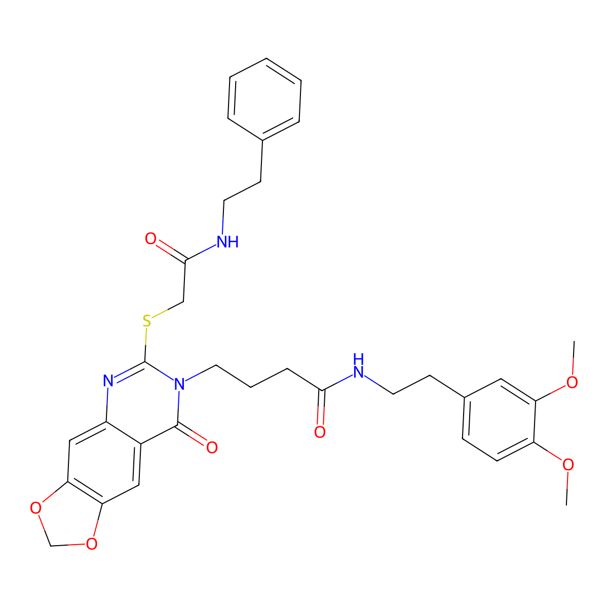 N-(3,4-dimethoxyphenethyl)-4-(8-oxo-6-((2-oxo-2-(phenethylamino)ethyl)thio)-[1,3]dioxolo[4,5-g]quinazolin-7(8H)-yl)butanamide molecular structure, CAS 688060-66-4