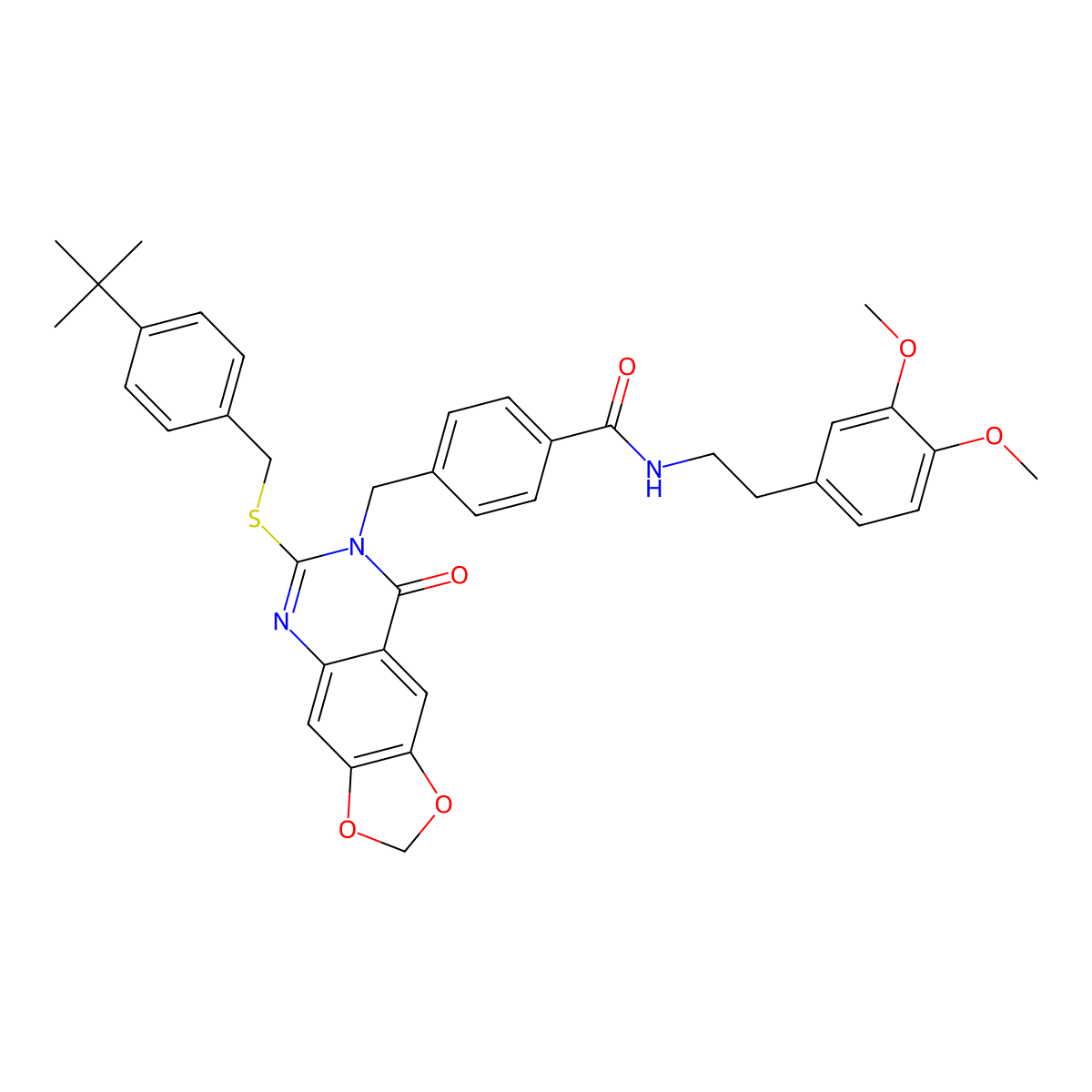4-((6-((4-(tert-butyl)benzyl)thio)-8-oxo-[1,3]dioxolo[4,5-g]quinazolin-7(8H)-yl)methyl)-N-(3,4-dimethoxyphenethyl)benzamide molecular structure, CAS 688062-17-1