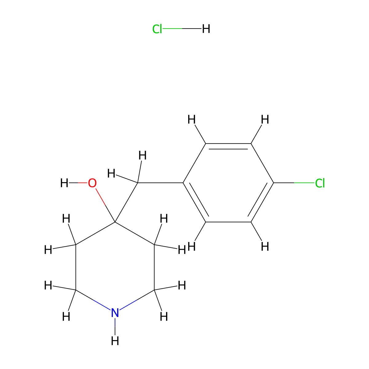 4-((4-Chlorophenyl)methyl)piperidin-4-ol hydrochloride molecular structure, CAS 68808-86-6