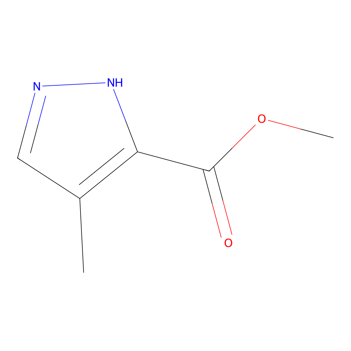 Methyl 4-methyl-1H-pyrazole-3-carboxylate molecular structure, CAS 68809-58-5