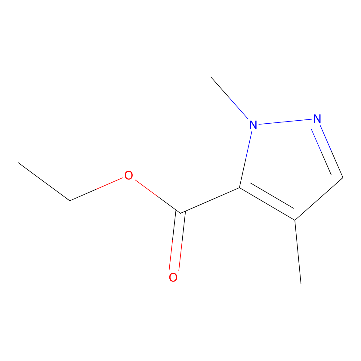 Ethyl 1,4-dimethyl-1H-pyrazole-5-carboxylate molecular structure, CAS 68809-64-3