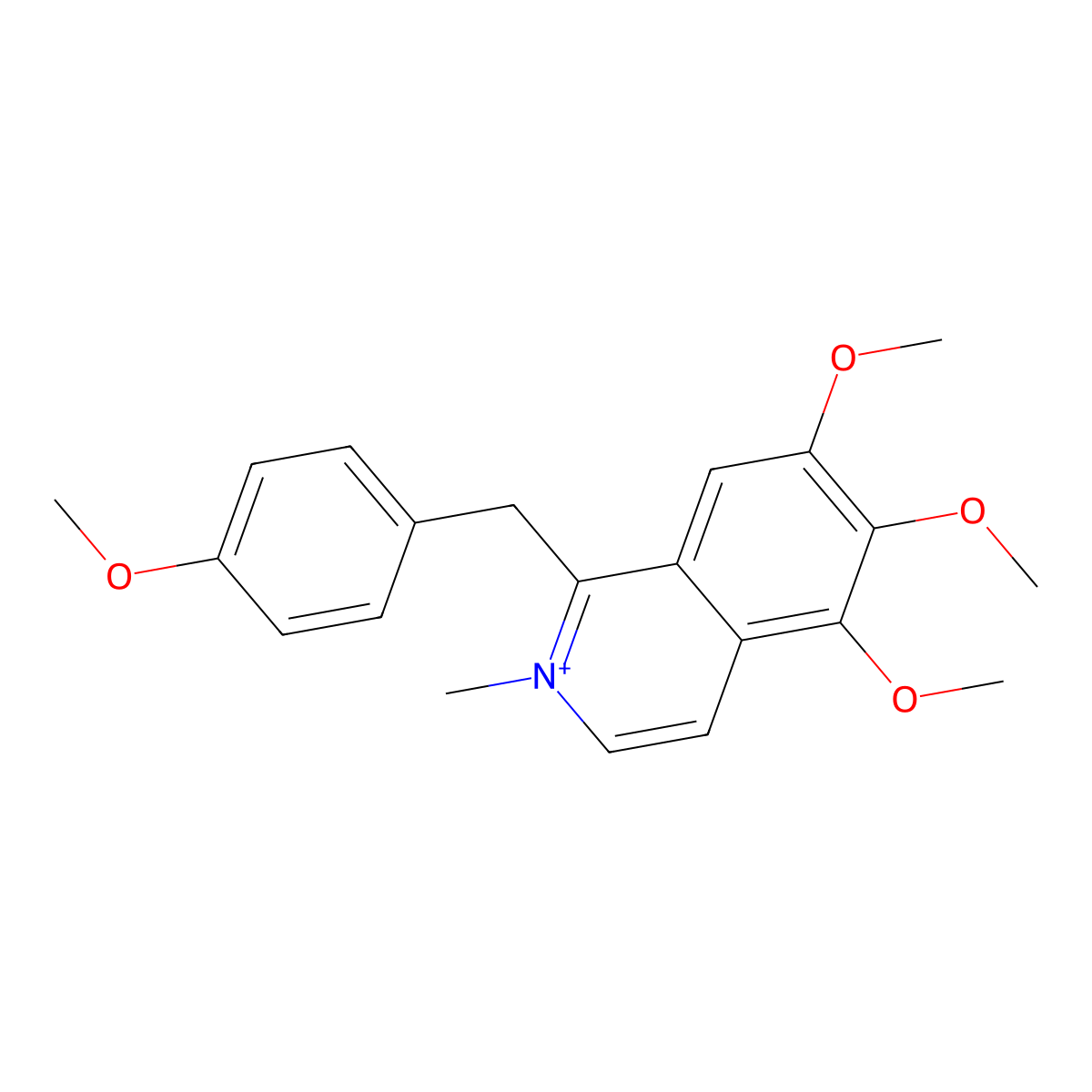 Isoquinolinium, 5,6,7-trimethoxy-1-((4-methoxyphenyl)methyl)-2-methyl- molecular structure, CAS 6882-14-0