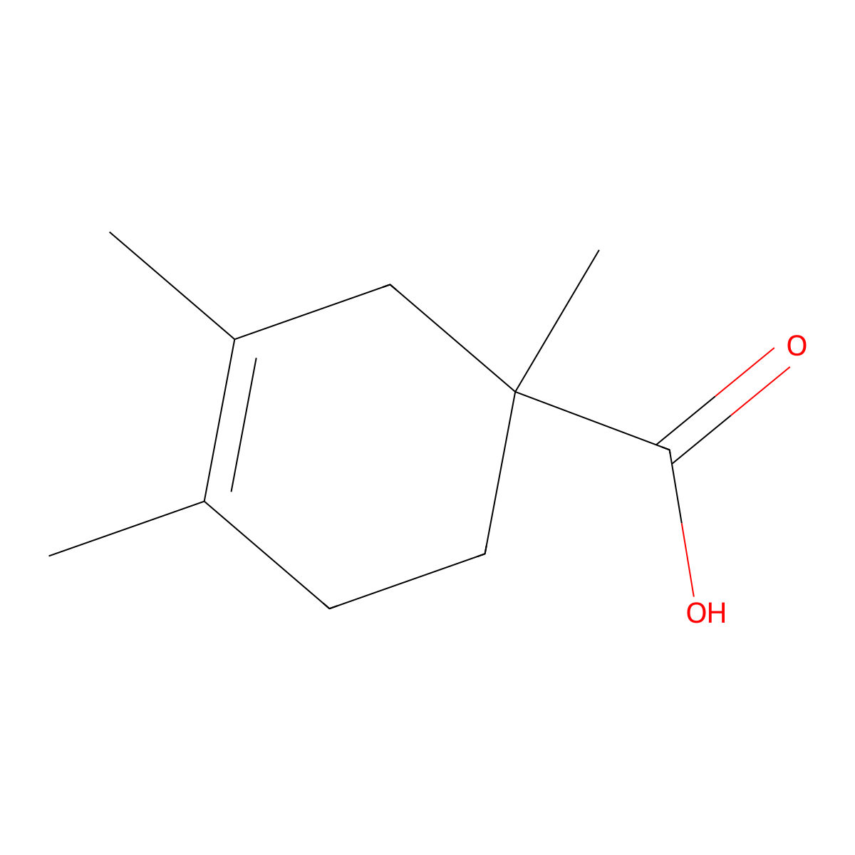 1,3,4-Trimethylcyclohex-3-ene-1-carboxylic acid molecular structure, CAS 68826-24-4