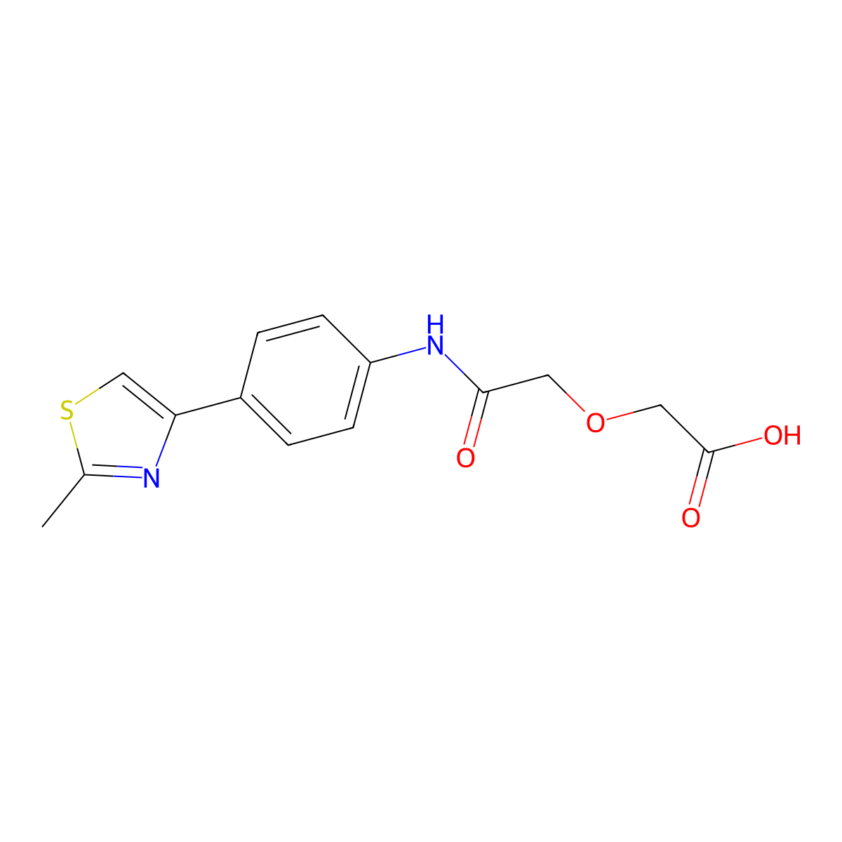 (2-{[4-(2-Methyl-1,3-thiazol-4-yl)phenyl]amino}-2-oxoethoxy)acetic acid molecular structure, CAS 688310-26-1