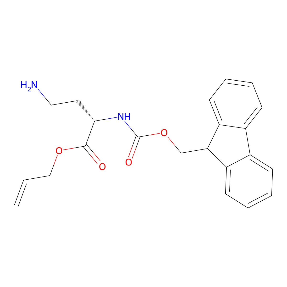 Allyl (S)-2-((((9H-fluoren-9-yl)methoxy)carbonyl)amino)-4-aminobutanoate molecular structure, CAS 688316-86-1