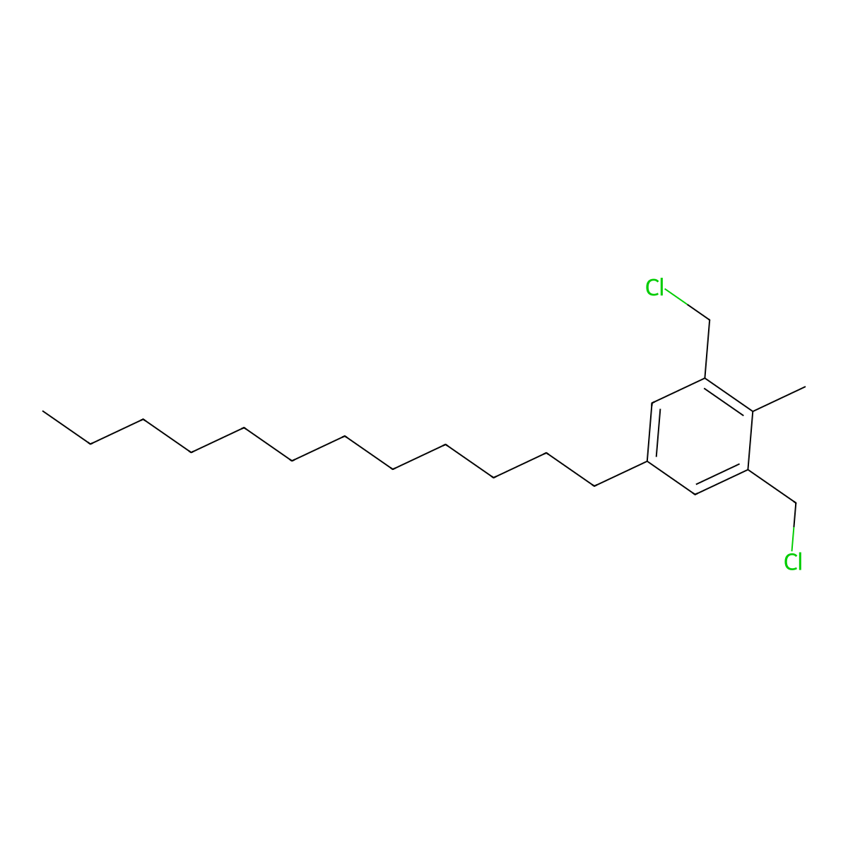 Benzene, 1,3-bis(chloromethyl)-5-dodecyl-2-methyl- molecular structure, CAS 68833-59-0