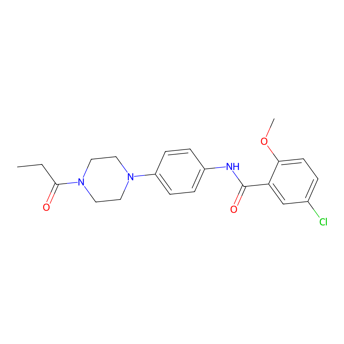 5-chloro-2-methoxy-N-[4-(4-propanoylpiperazin-1-yl)phenyl]benzamide molecular structure, CAS 688331-14-8