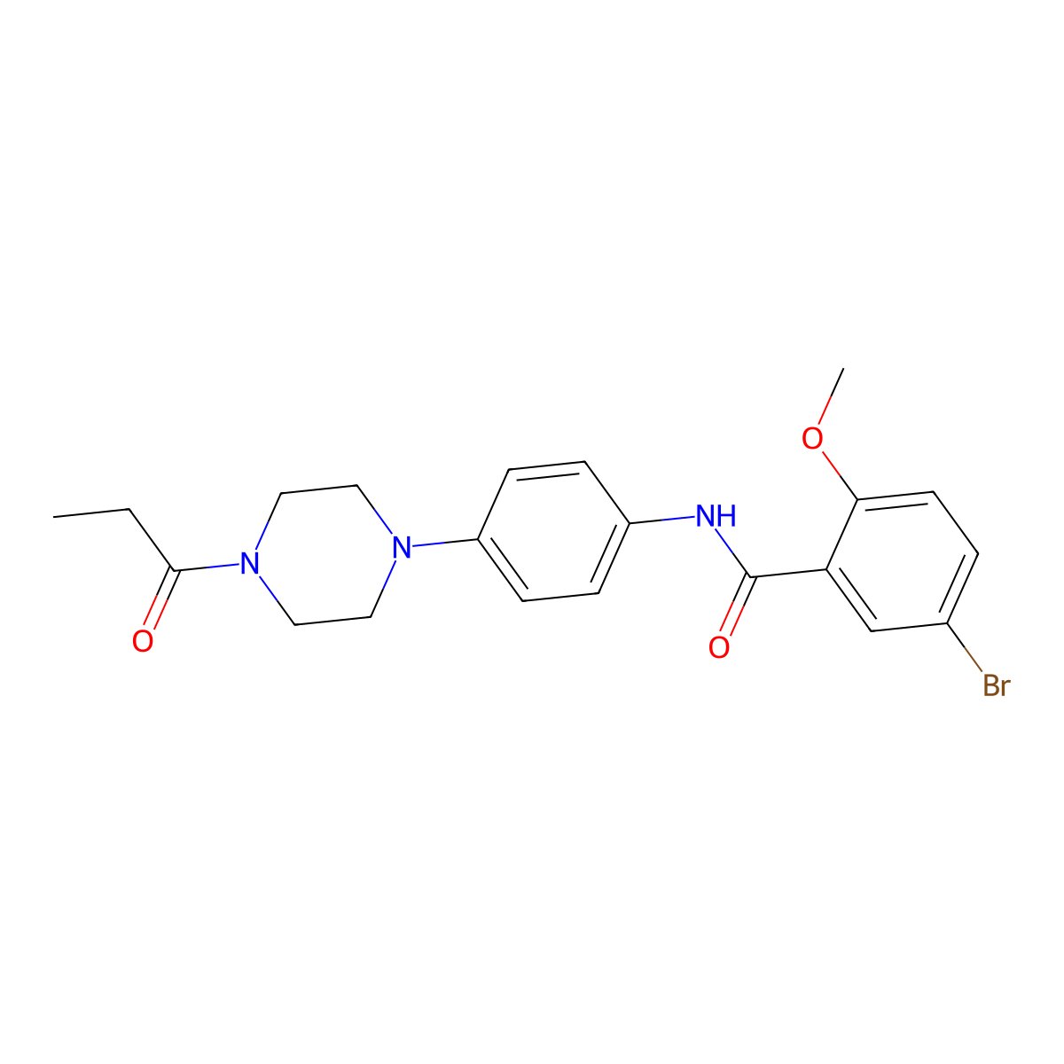 5-bromo-2-methoxy-N-[4-(4-propanoylpiperazin-1-yl)phenyl]benzamide molecular structure, CAS 688331-17-1