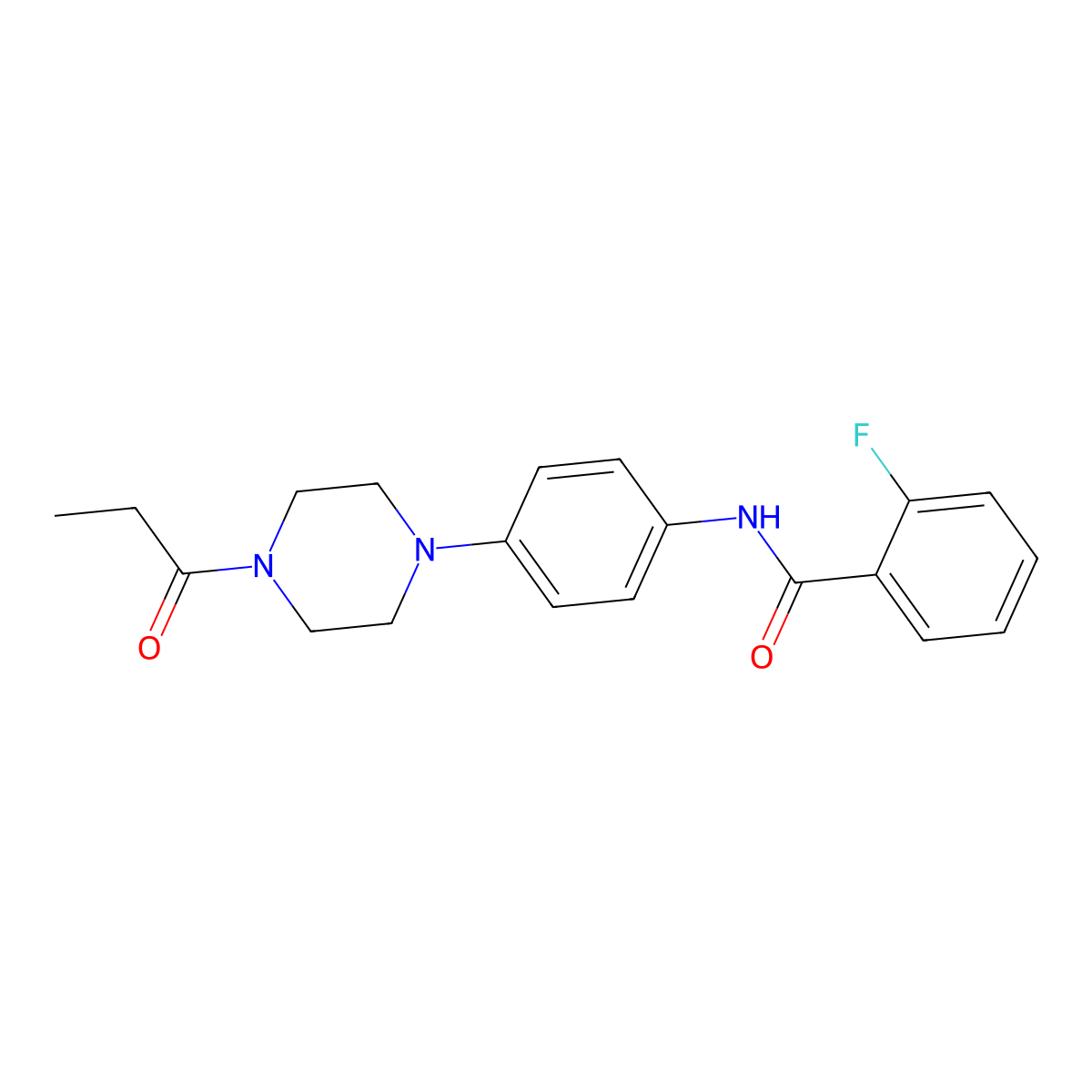 2-fluoro-N-[4-(4-propanoylpiperazin-1-yl)phenyl]benzamide molecular structure, CAS 688331-18-2