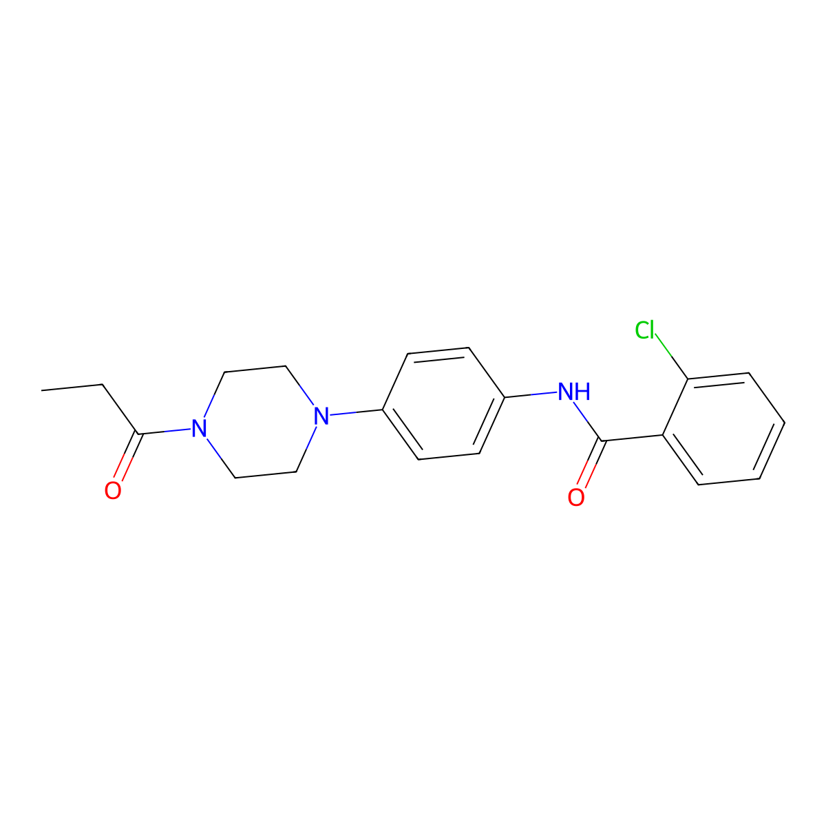 2-chloro-N-[4-(4-propanoylpiperazin-1-yl)phenyl]benzamide molecular structure, CAS 688331-19-3