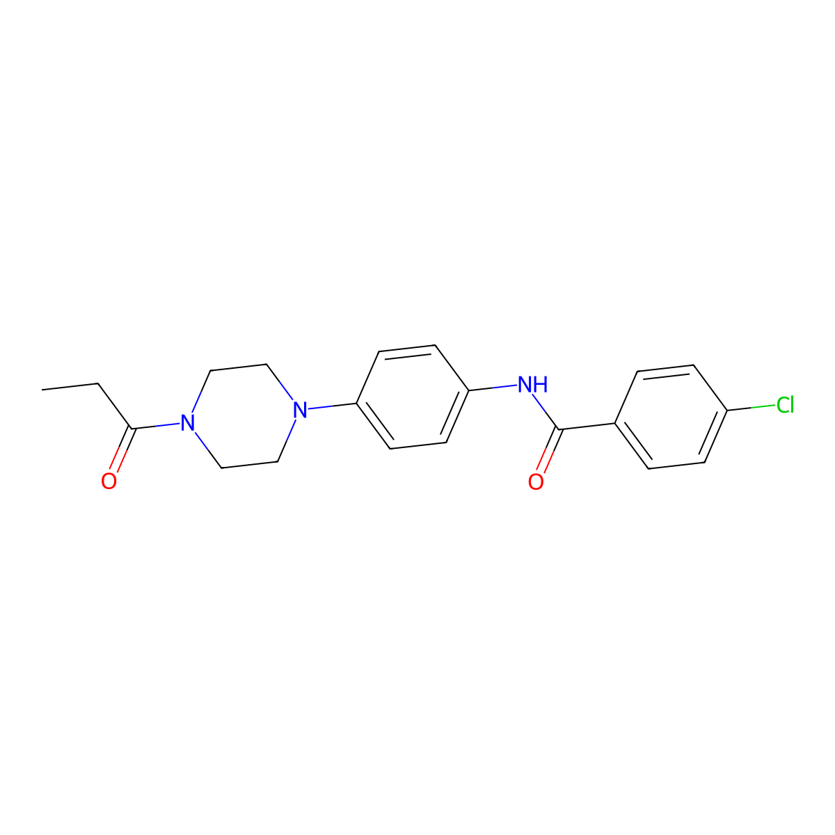 4-chloro-N-[4-(4-propanoylpiperazin-1-yl)phenyl]benzamide molecular structure, CAS 688331-32-0