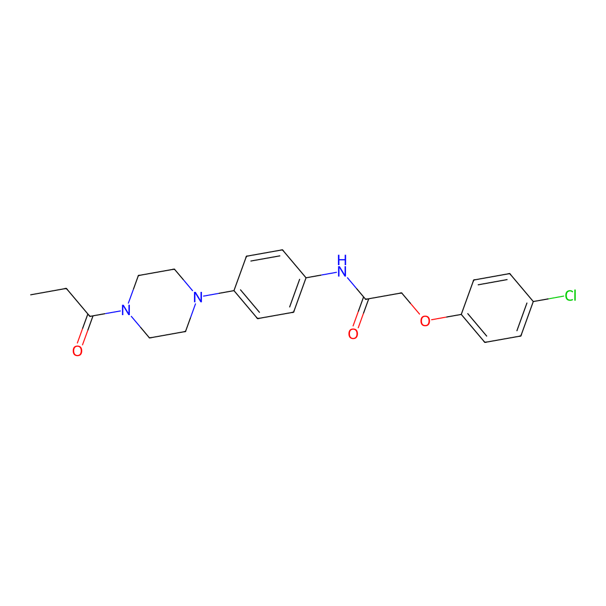 2-(4-chlorophenoxy)-N-[4-(4-propanoylpiperazin-1-yl)phenyl]acetamide molecular structure, CAS 688331-64-8