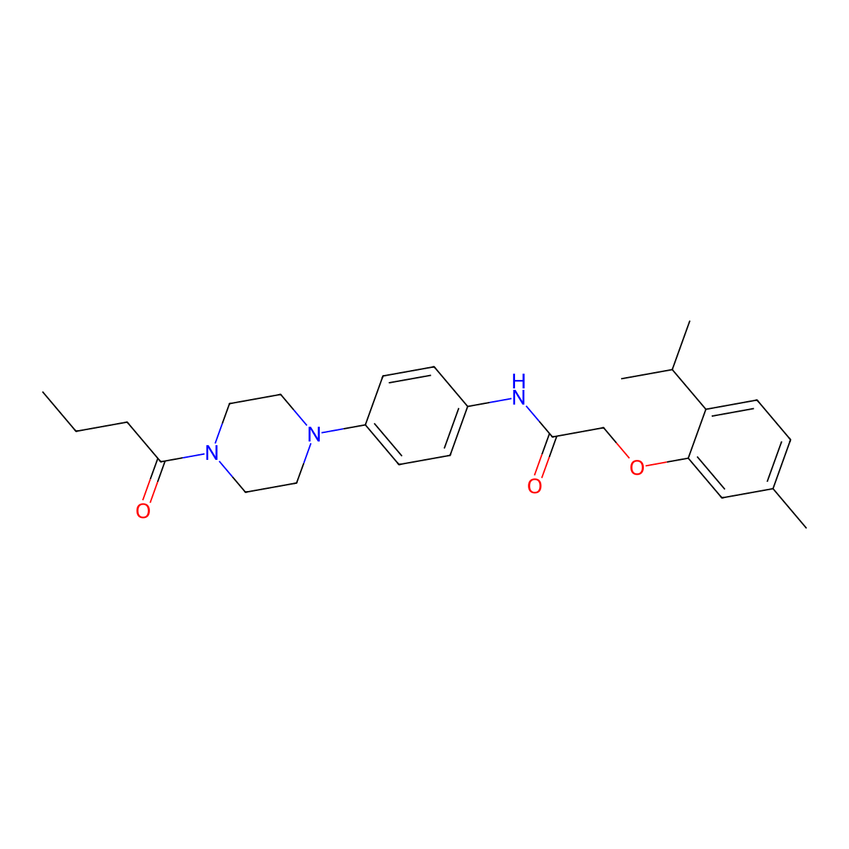 N-[4-(4-butanoylpiperazin-1-yl)phenyl]-2-(5-methyl-2-propan-2-ylphenoxy)acetamide molecular structure, CAS 688331-81-9
