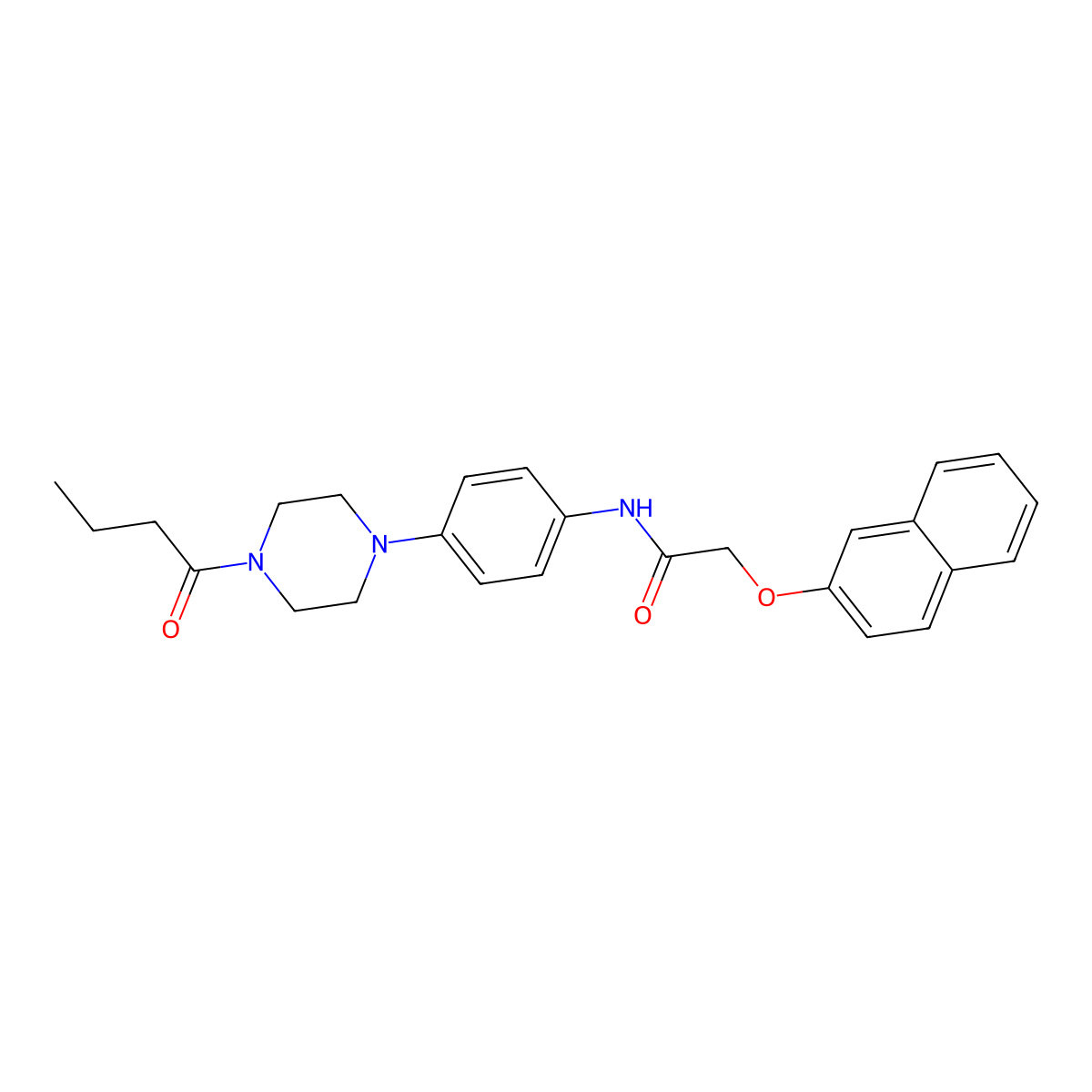 N-[4-(4-butanoylpiperazin-1-yl)phenyl]-2-naphthalen-2-yloxyacetamide molecular structure, CAS 688331-86-4