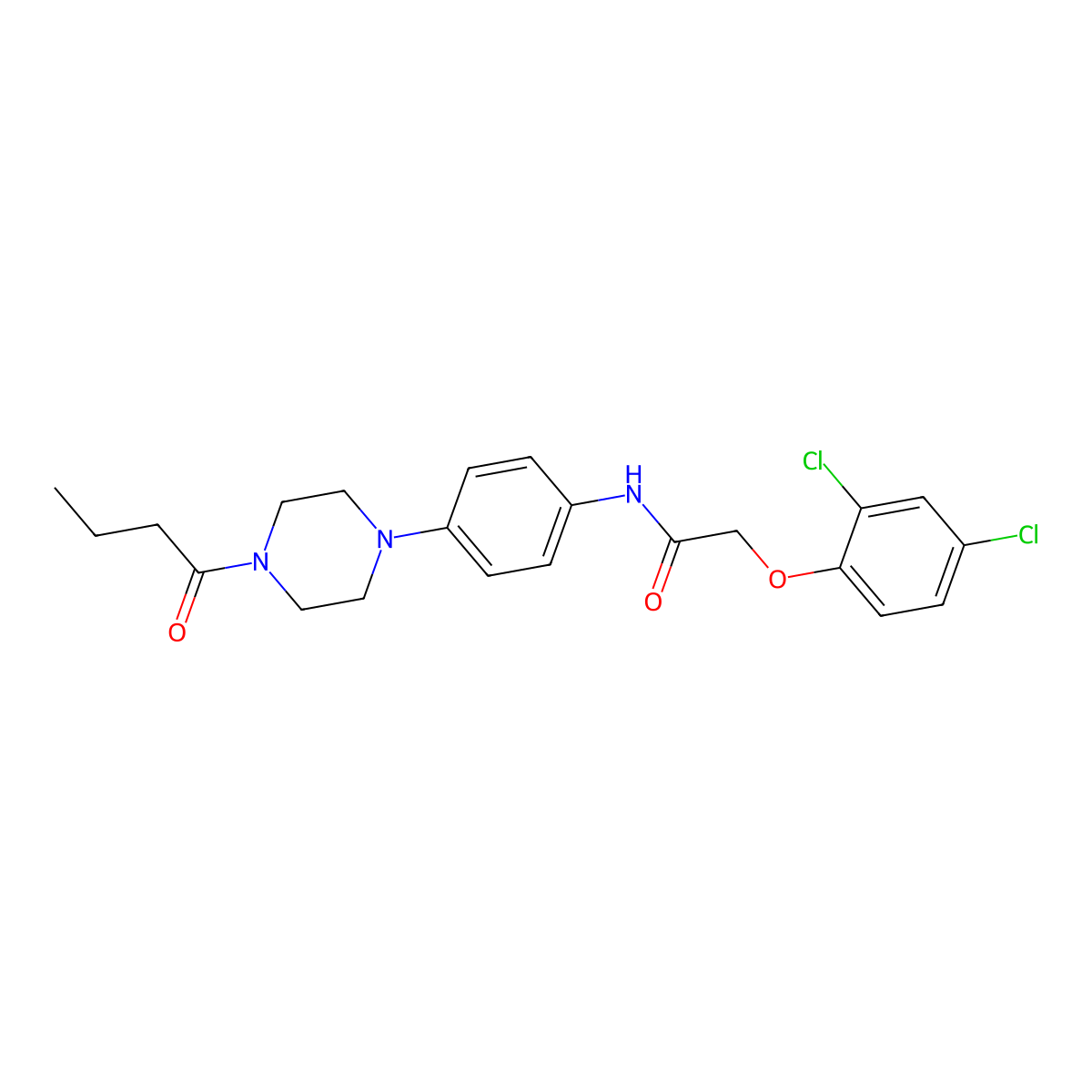 N-[4-(4-butanoylpiperazin-1-yl)phenyl]-2-(2,4-dichlorophenoxy)acetamide molecular structure, CAS 688331-91-1