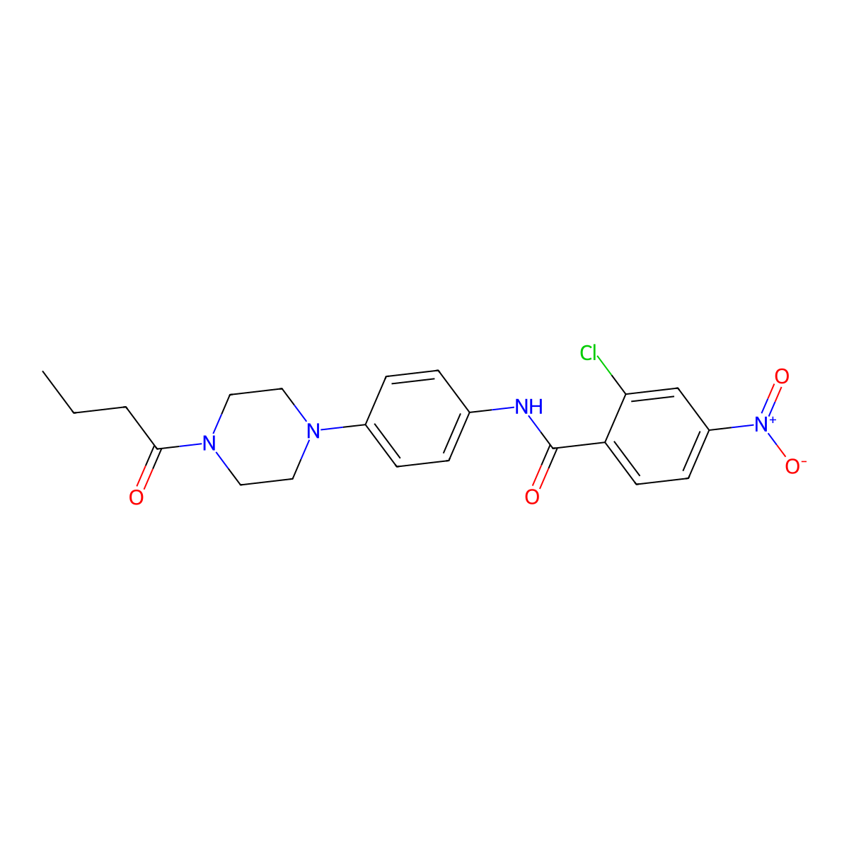N-[4-(4-butanoylpiperazin-1-yl)phenyl]-2-chloro-4-nitrobenzamide molecular structure, CAS 688332-00-5