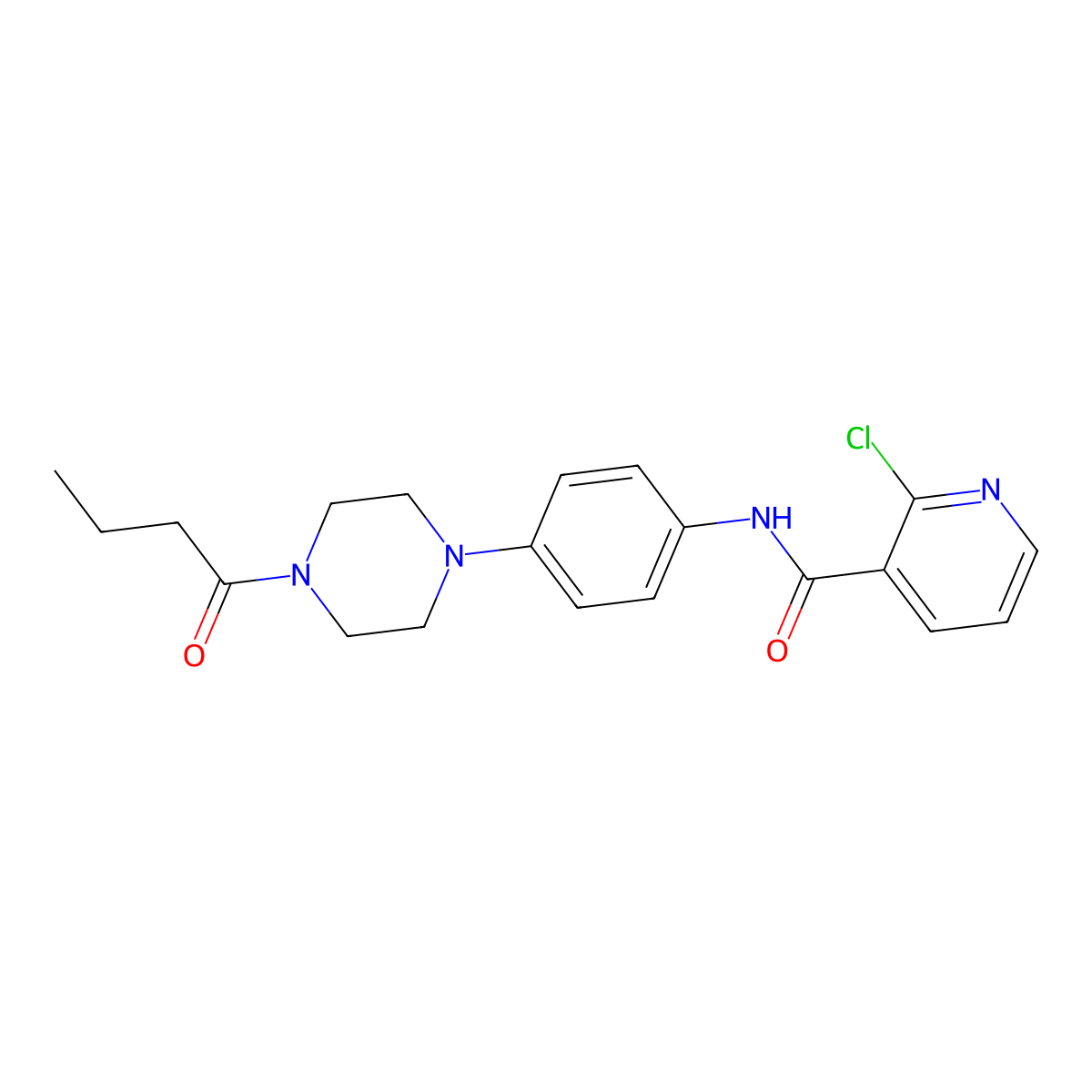 N-[4-(4-butanoylpiperazin-1-yl)phenyl]-2-chloropyridine-3-carboxamide molecular structure, CAS 688332-09-4
