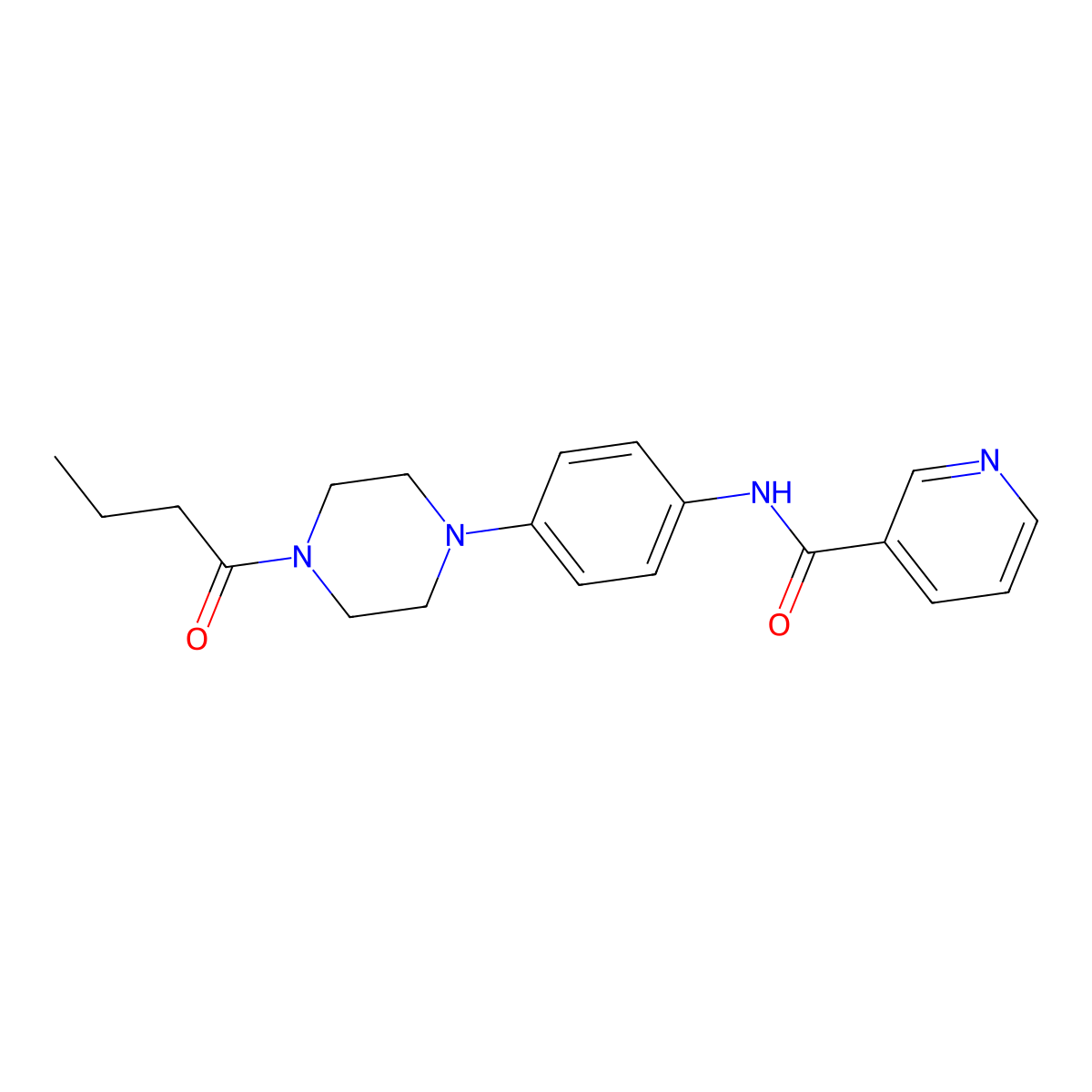 N-[4-(4-butanoylpiperazin-1-yl)phenyl]pyridine-3-carboxamide molecular structure, CAS 688332-11-8