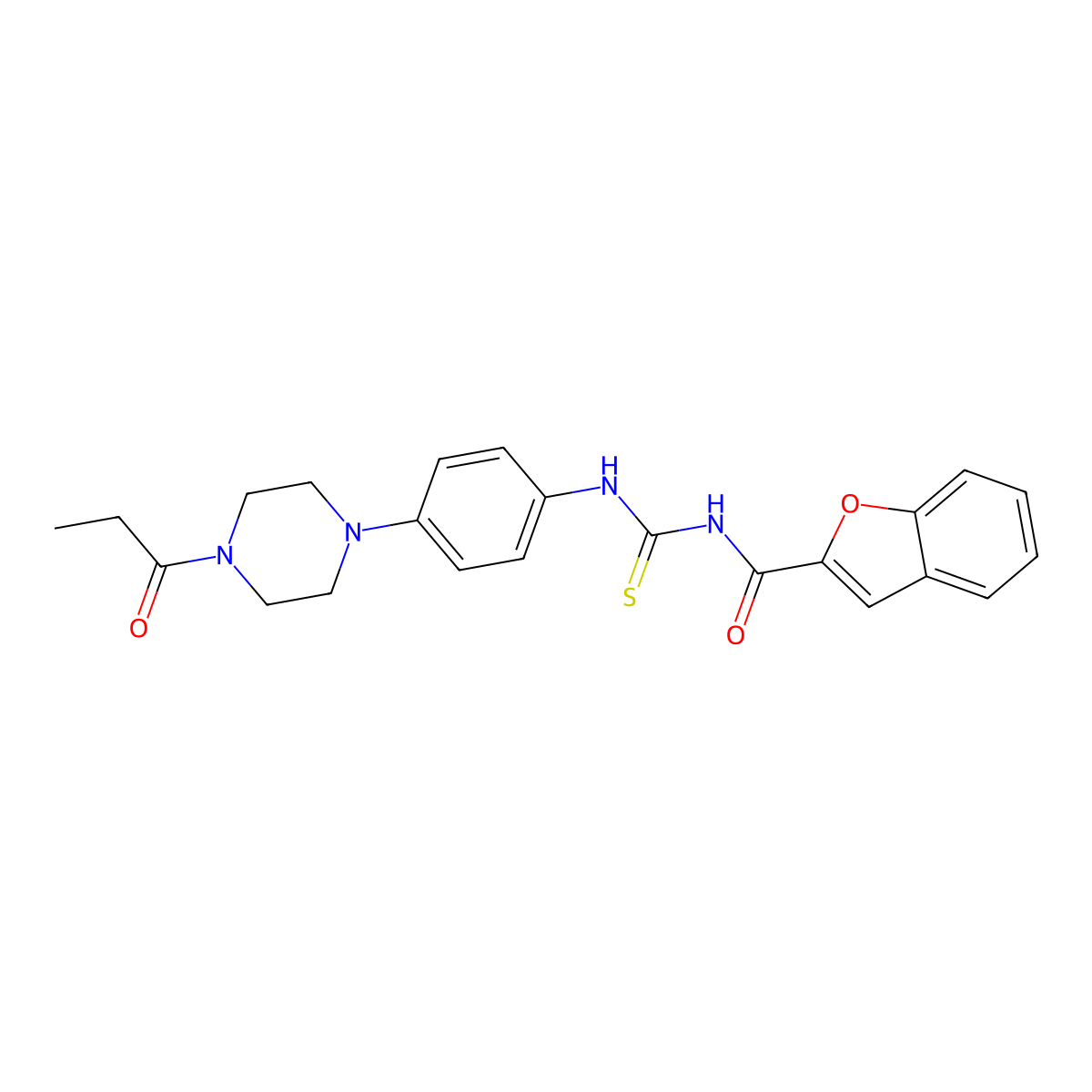 N-[[4-(4-propanoylpiperazin-1-yl)phenyl]carbamothioyl]-1-benzofuran-2-carboxamide molecular structure, CAS 688332-28-7