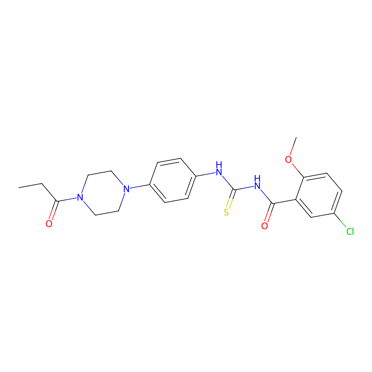 5-chloro-2-methoxy-N-[[4-(4-propanoylpiperazin-1-yl)phenyl]carbamothioyl]benzamide molecular structure, CAS 688332-59-4