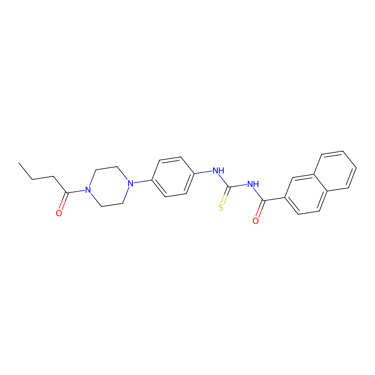 N-[[4-(4-butanoylpiperazin-1-yl)phenyl]carbamothioyl]naphthalene-2-carboxamide molecular structure, CAS 688332-98-1