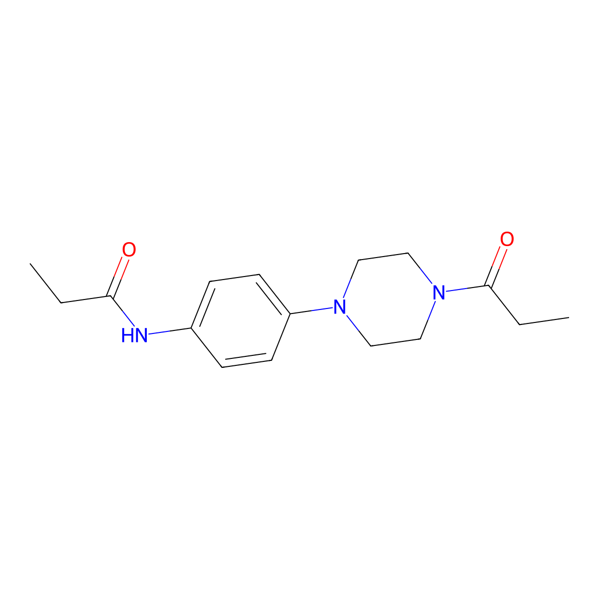 N-[4-(4-propanoylpiperazin-1-yl)phenyl]propanamide molecular structure, CAS 688333-38-2