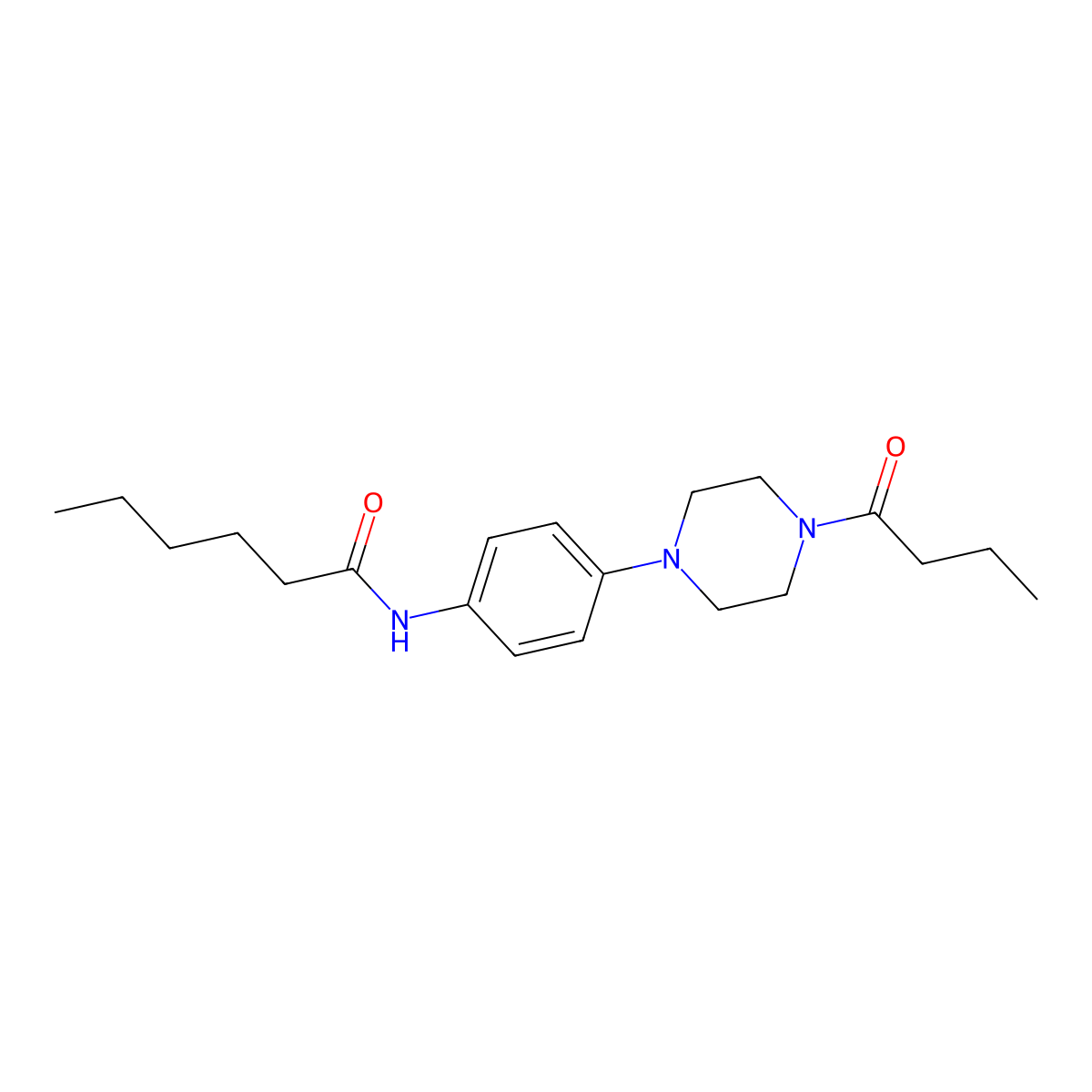 N-[4-(4-butanoylpiperazin-1-yl)phenyl]hexanamide molecular structure, CAS 688333-45-1