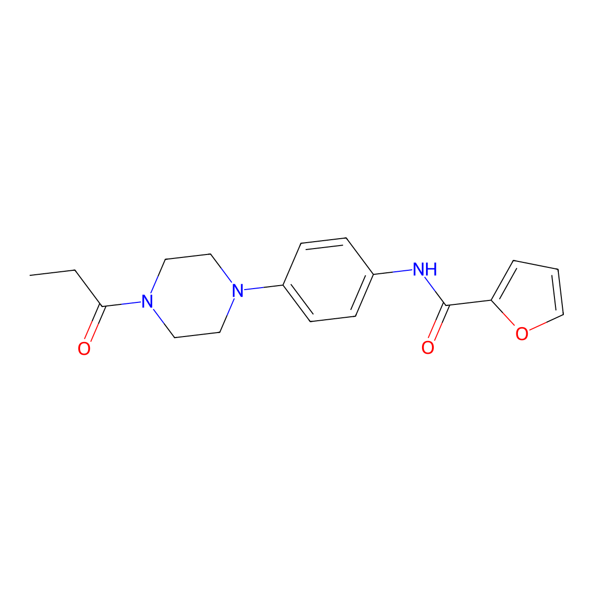 N-[4-(4-propanoylpiperazin-1-yl)phenyl]furan-2-carboxamide molecular structure, CAS 688333-50-8