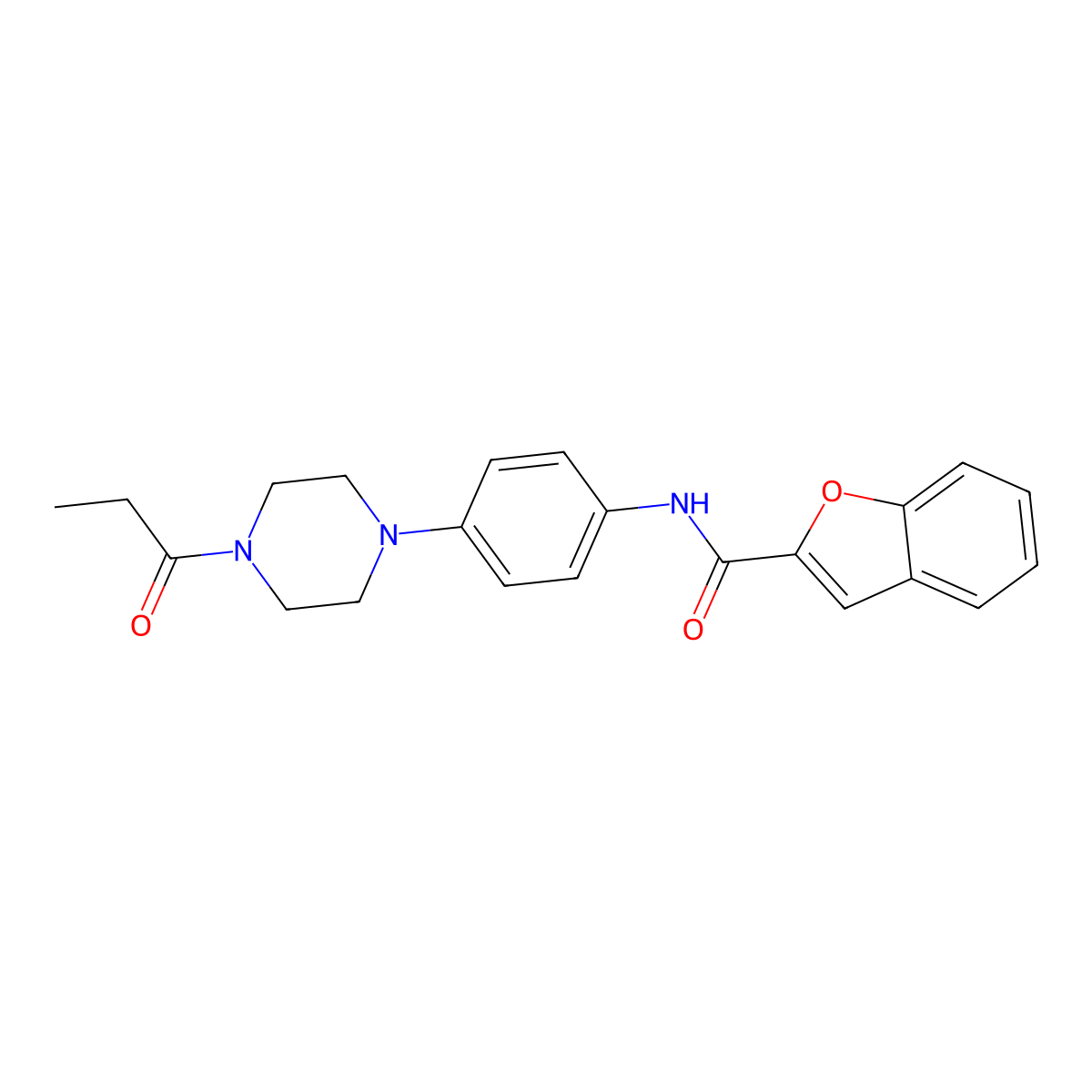 N-[4-(4-propanoylpiperazin-1-yl)phenyl]-1-benzofuran-2-carboxamide molecular structure, CAS 688333-52-0