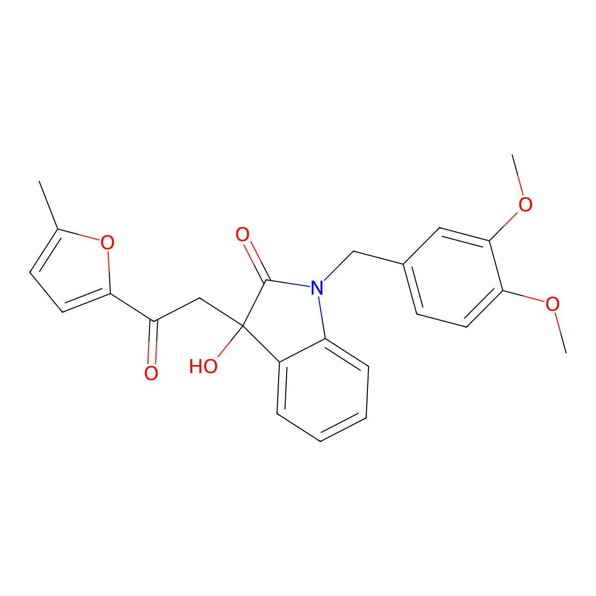 1-[(3,4-Dimethoxyphenyl)methyl]-3-hydroxy-3-[2-(5-methylfuran-2-yl)-2-oxoethyl]indol-2-one molecular structure, CAS 688333-80-4