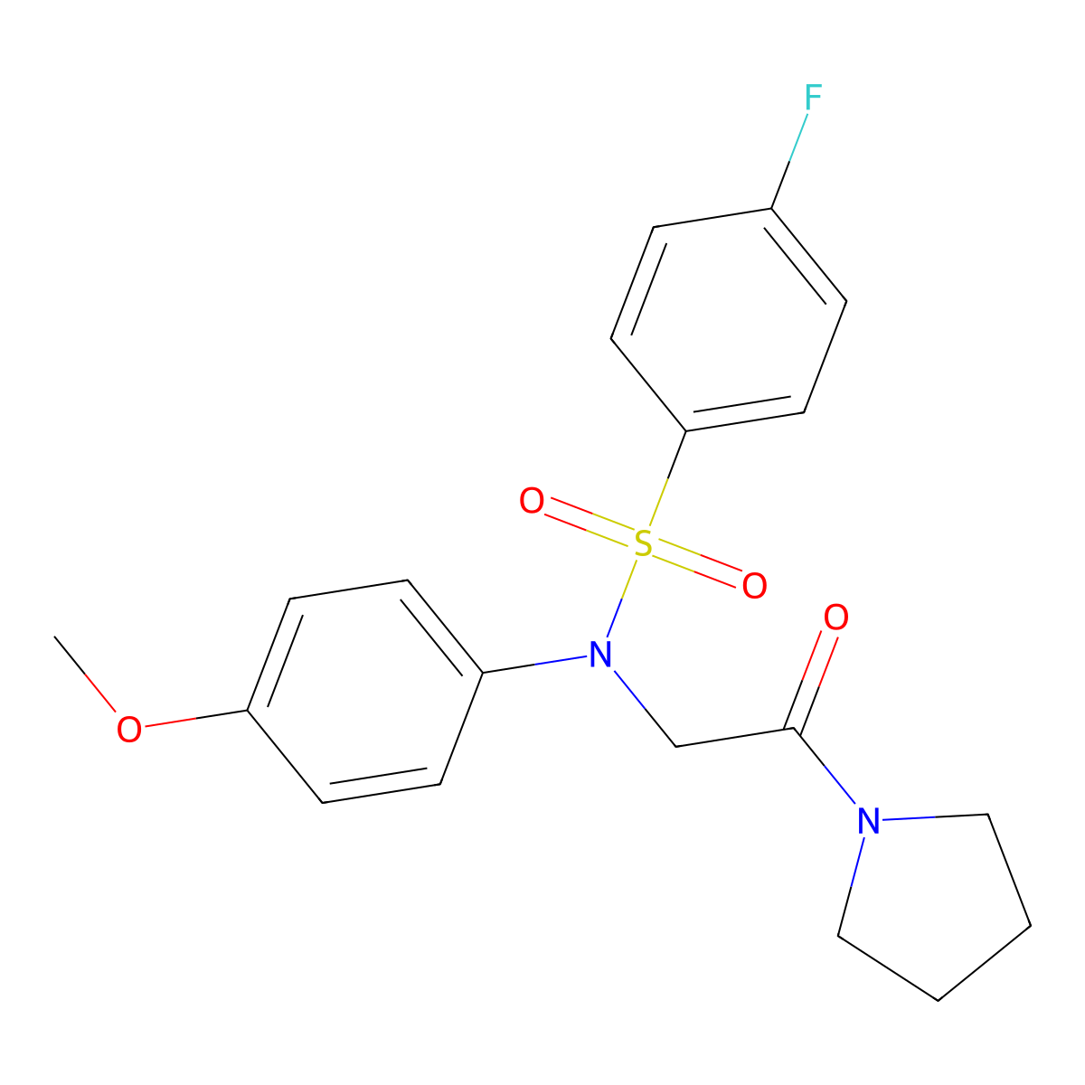 4-fluoro-N-(4-methoxyphenyl)-N-(2-oxo-2-pyrrolidin-1-ylethyl)benzenesulfonamide molecular structure, CAS 688333-92-8