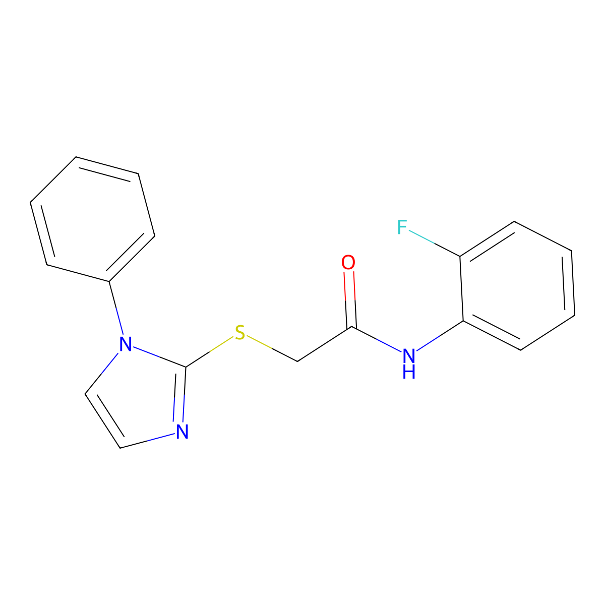 N-(2-fluorophenyl)-2-((1-phenyl-1H-imidazol-2-yl)thio)acetamide molecular structure, CAS 688335-25-3