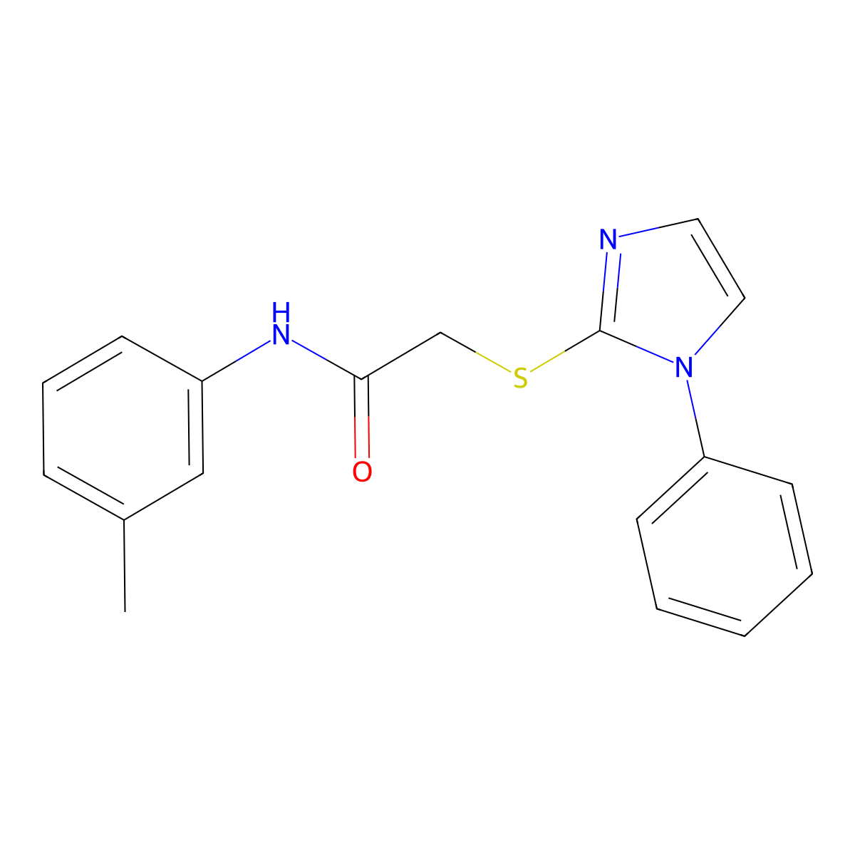 N-(3-methylphenyl)-2-(1-phenylimidazol-2-yl)sulfanylacetamide molecular structure, CAS 688335-28-6