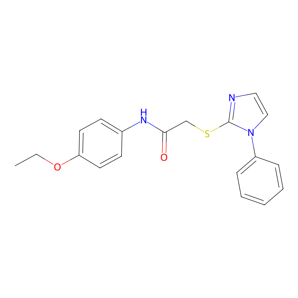 N-(4-ethoxyphenyl)-2-((1-phenyl-1H-imidazol-2-yl)thio)acetamide molecular structure, CAS 688335-29-7