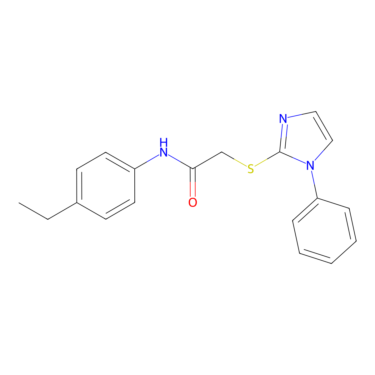 N-(4-ethylphenyl)-2-(1-phenylimidazol-2-yl)sulfanylacetamide molecular structure, CAS 688335-47-9