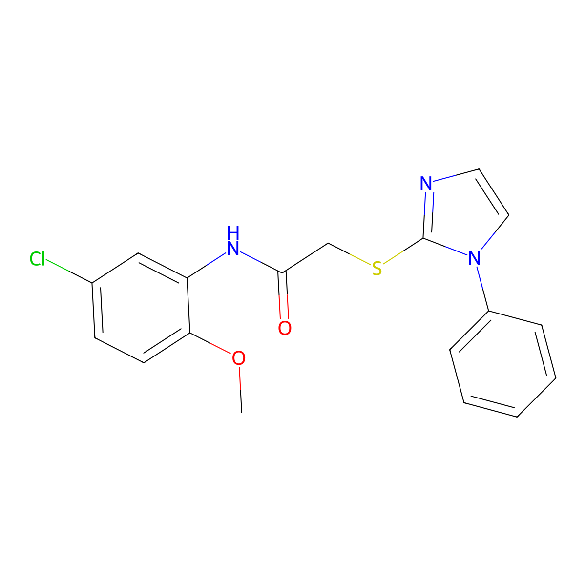 N-(5-chloro-2-methoxyphenyl)-2-((1-phenyl-1H-imidazol-2-yl)thio)acetamide molecular structure, CAS 688335-48-0