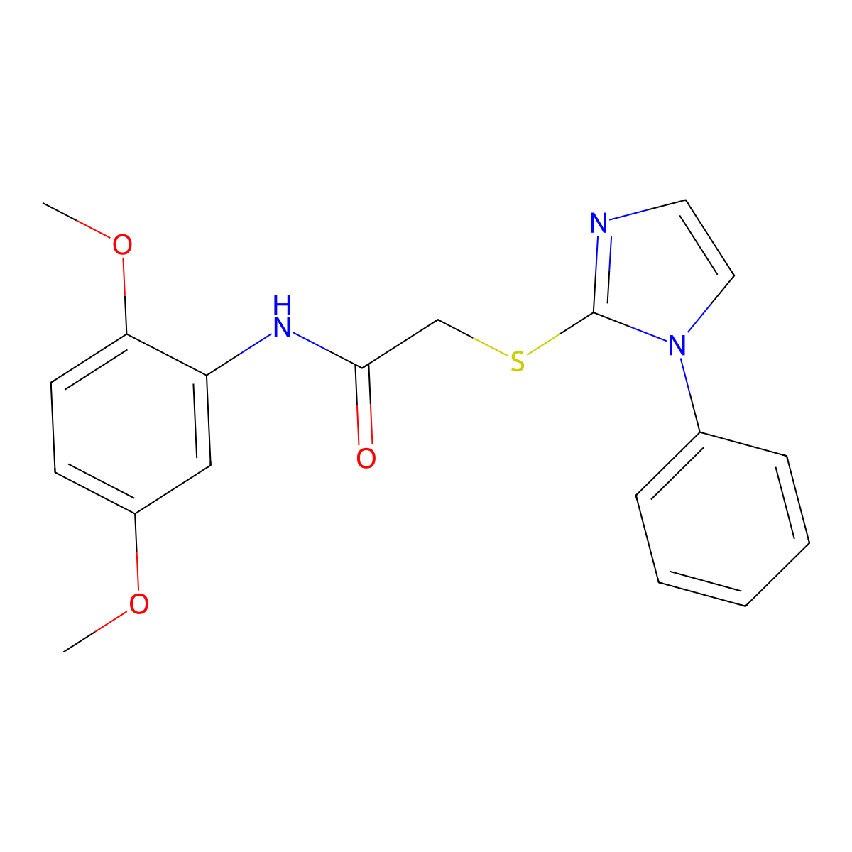 N-(2,5-dimethoxyphenyl)-2-((1-phenyl-1H-imidazol-2-yl)thio)acetamide molecular structure, CAS 688335-51-5