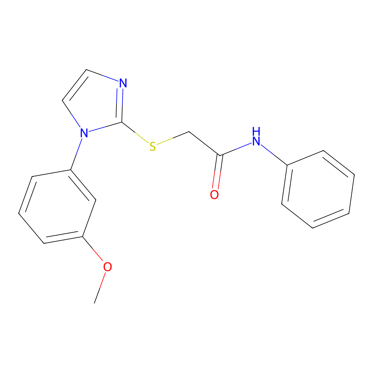 2-((1-(3-methoxyphenyl)-1H-imidazol-2-yl)thio)-N-phenylacetamide molecular structure, CAS 688335-61-7